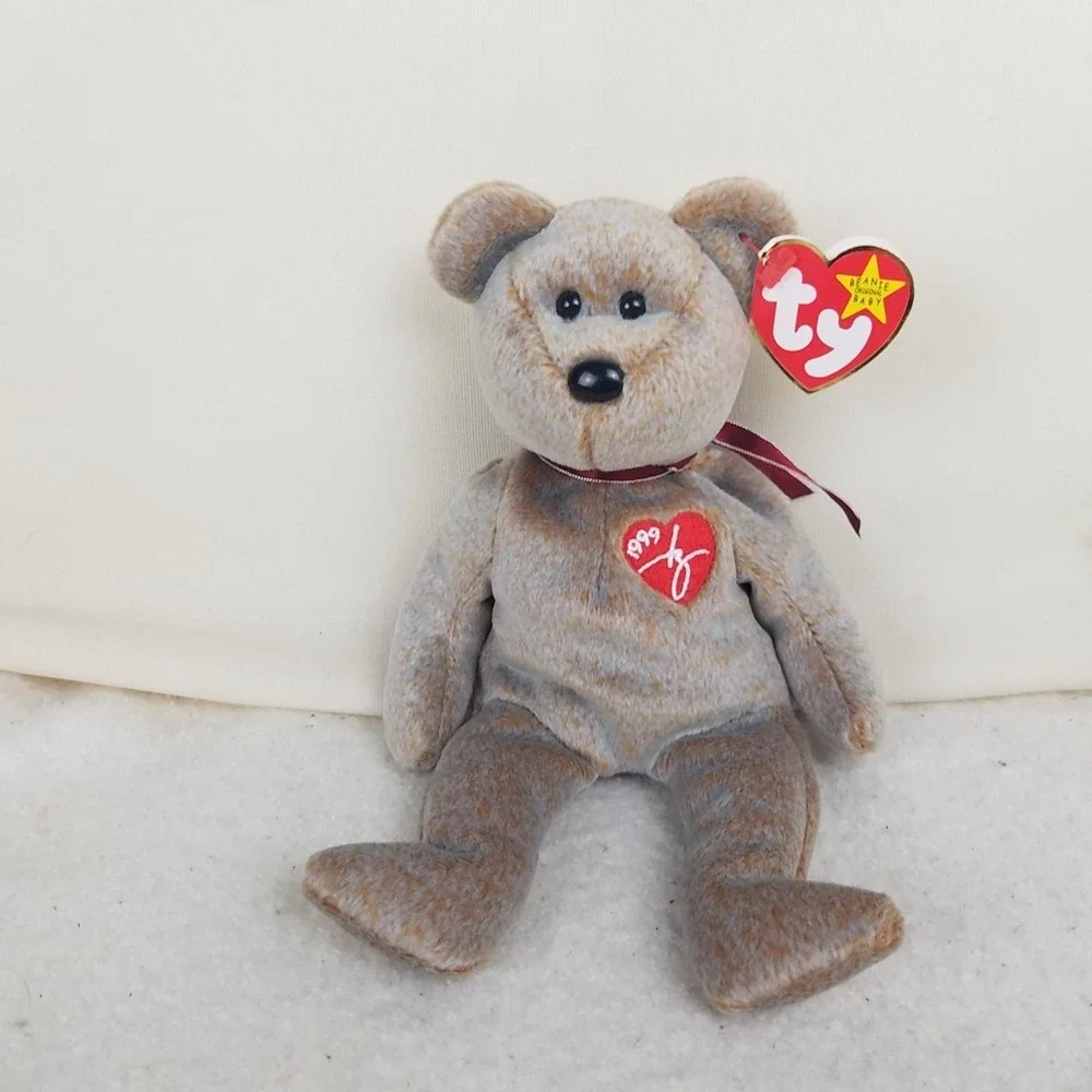 Ty Beanie‎ Baby SIGNATURE BEAR 1999 tan red heart nwt